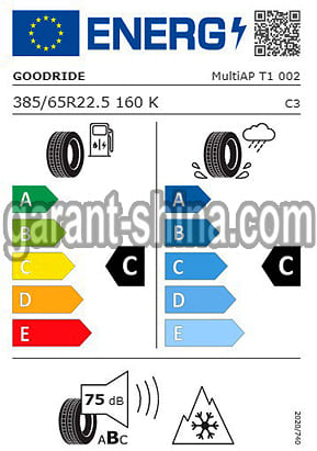 Goodride MultiAP T1 (прицепная) 385/65 R22.5 160K 20PR - Фото - Европейские характеристики